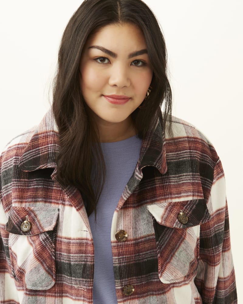 Front of plus size Crysta Plaid Shacket by Kensie | Dia&Co | dia_product_style_image_id:185995